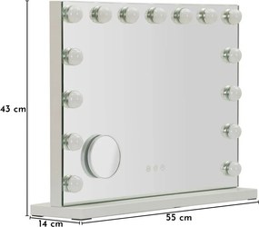 Стенно огледало със светлина и рафт 55x43 cm Hollywood – Mauro Ferretti