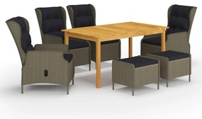 3067846 vidaXL Градински трапезен комплект, 7 части, кафяв
