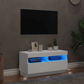 804445 vidaXL ТВ шкаф с LED осветление, бял, 80x35x40 см