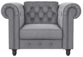 Светлосиво кадифено кресло Chesterfield Felix – Støraa