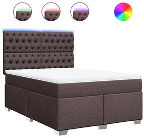 3292821 vidaXL Боксспринг легло с матрак, тъмнокафяво, 140x200 см, плат