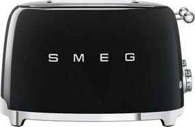 Тостер за хляб SMEG 50's Style TSF03BLEU, 2000W, 4 филии, 6 нива, Тавичка за трохи, Вграден кабел, Неръждаема стомана, Черен