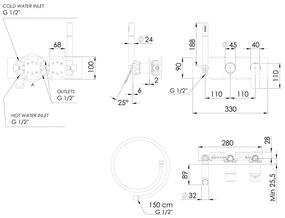 Матово-черна вградена душ батерия (3 изхода) Spy – Sapho