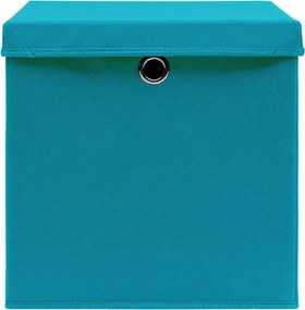 Кутии за съхранение с капаци 4 бр бебешко сини 32x32x32 см плат