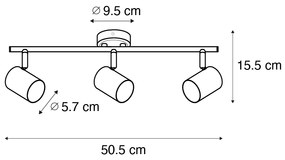 Модерен прожектор черен с дърво наклонен 3-светлина - Jeana
