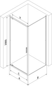 Mexen Exo накланящa се душ кабина 100 x 100 см, прозрачна, черна - 8181-100-100-70-00