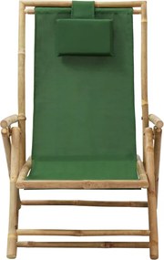 313027 vidaXL Наклоняем стол за релакс, зелен, бамбук и текстил