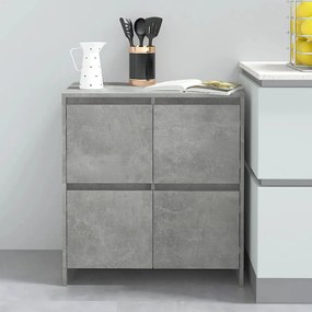 809768 vidaXL Сайдборд, бетонно сив, 70x41x75 см, инженерно дърво