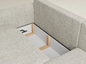 Бежов шенилов сгъваем/с място за съхранение ъглов диван (десен ъгъл) Leon – Maison de Rêve