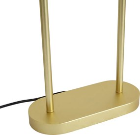 Vloerlamp messing met ovale kap blad design en gouden binnenkant 35cm - Thijmen