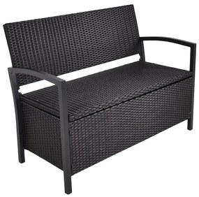 Черна градинска пейка от изкуствен ратан Ferrara – Garden Pleasure