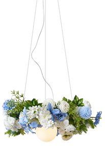 Бохемска таванна лампа черна с цветни цветя синьо и бяло - Flower Power