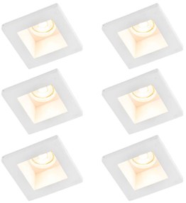 Комплект от 6 вградени спота бели 12 см квадратни - Gypsy Stucco