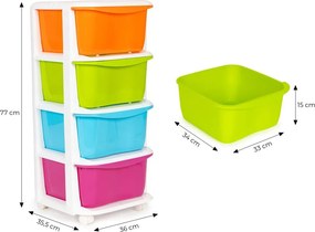 Пластмасов органайзер с 4 изтеглящи се чекмеджета