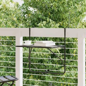 325924 vidaXL Балконска маса, черна, 60x40 см, стомана