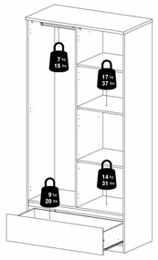 Бял гардероб 99x201 cm Naia - Tvilum