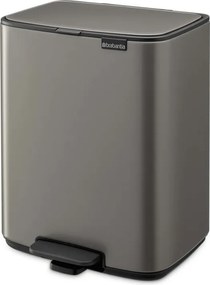 Кош за боклук Brabantia Bo Pedal 1010128, 12 л, Леко затваряне, Противоплъзгаща основа, Платинено сив