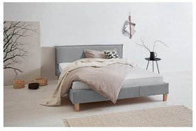 Сиво двойно тапицирано легло с включена подматрачна рамка 200x200 cm Tina – Ropez