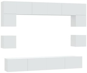 3114414 vidaXL Комплект ТВ шкафове от 8 части инженерно дърво Бял гланц