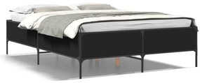 3279802 vidaXL Рамка за легло, черна, 120x200 см, инженерно дърво и метал
