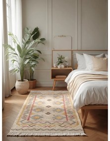 Кремава ръчно изработена ютена пътека 80x200 cm Roya Imani – Elle Decoration