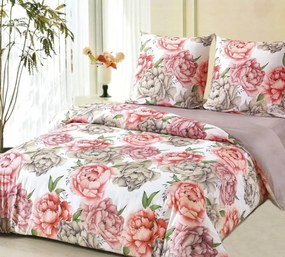 Комплект за легло от памучен сатен с мотиви на божур Ширина: 160 см | Дължина: 200 см