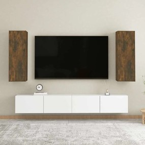 815748 vidaXL ТB шкафове, 2 бр, опушен дъб, 30,5x30x90 см, инженерно дърво