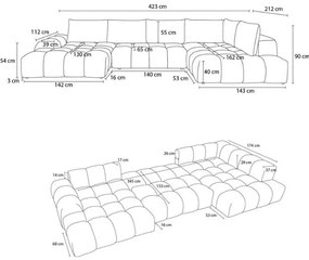 Кафяво-сив шенилов сгъваем/с място за съхранение ъглов диван (десен ъгъл/U форма) Everest – Bobochic Paris