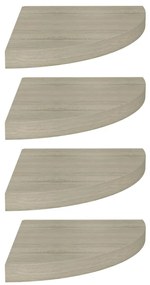 323927 vidaXL Окачени ъглови рафтове, 4 бр, дъб, 35x35x3,8 см, МДФ