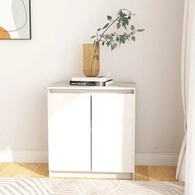 808099 vidaXL Страничен шкаф бял 60x36x65 см борово дърво масив