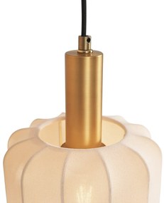 Japandi висяща лампа черна и златна с бежов абажур 3 светлини - Pluni