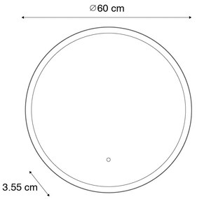 Модерно огледало за баня черно с LED и сензорен димер - Pim