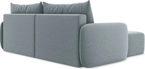 Син кадифен сгъваем/с място за съхранение ъглов диван (ляв ъгъл) Kalena – Makamii