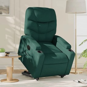 3204626 vidaXL Електрически изправящ реклайнер стол, тъмнозелен, текстил