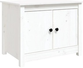 820927 vidaXL Кафе маса, бяла, 71x49x55 см, борово дърво масив