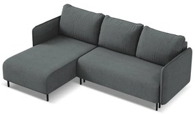 Тъмносив разтегателен ъглов диван с място за съхранение (ляв ъгъл) Luana – Makamii