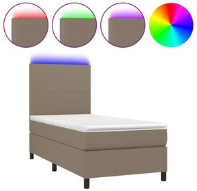 3134689 vidaXL Боксспринг легло с матрак и LED, таупе, 90x200 см, плат