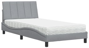 3310510 vidaXL Легло с матрак Hanko, светлосиво, 100x200 см, плат