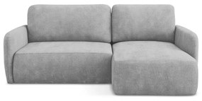 Светлосив шенилов разтегателен ъглов диван с място за съхранение (десен ъгъл) Lilo – Makamii