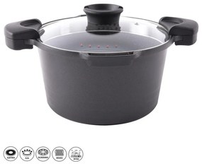 Pfluon Granit съд с незалепващо покритие и стъклен капак Pasta , 5,5 л Grande - Orion