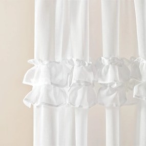 Бяла завеса FRILLA с волани на сребърни втулки 400 x 250 cm