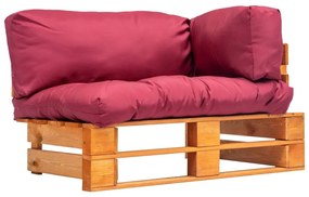 Sonata Градински диван от палети с червени възглавници, борово дърво