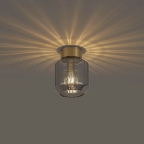 Модерна таванна лампа месинг с димно стъкло - Stiklo