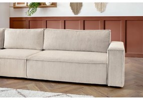 Кремав ъглов диван от велур, ляв ъгъл Nihad modular - Bobochic Paris