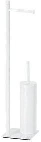 Gedy - Стояща тоалетна четка с държач за тоалетна хартия TRILLY в матово бяло