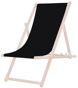 Градински шезлонг черен/бук