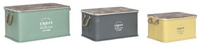 Комплект сандъци Home ESPRIT Жълт Зелен Сив Тъмно сив Метал Vintage 60 x 38 x 32,5 cm