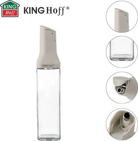Стъклена бутилка за дресинги Kinghoff KH 2004, 500 мл, Дозатор, Плътно затваряне, Бежов
