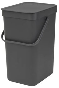 Кош за разделно събиране на боклук Brabantia Sort&Go 647670, 12 л, Дръжка, Възможност за стенен монтаж, Тъмносив
