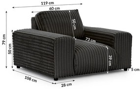 Тъмносиво кресло от рипсено кадифе Justin – Ropez